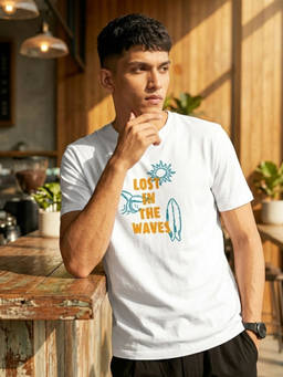 RIGO - Men White Crew Neck Cotton T-Shirt