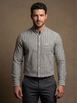 Club York - Grey Stripes Casual Shirt