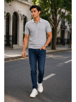 Club York - Textured Grey Polo T-Shirt