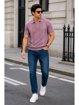 Club York - Mauve Textured Polo T-Shirt