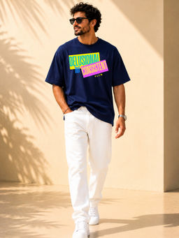 FLCN - Men Boxy Navy Blue T-Shirt