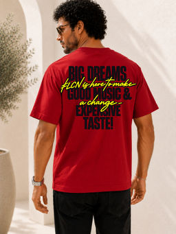 FLCN - Men Boxy Typography Red T-Shirt