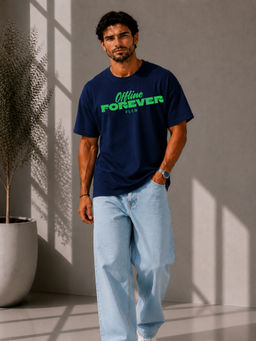 FLCN - Men Boxy Navy Blue T-Shirt