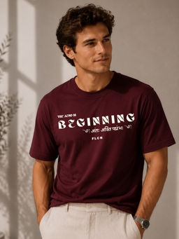FLCN - Men Boxy Maroon T-Shirt