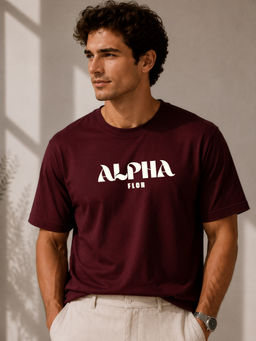 FLCN - Men Boxy maroon T-Shirt