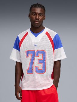 Puma - Men's White Colorblock Oversized Basketball Jersey