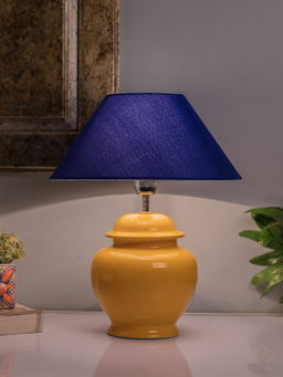 Homesake - Ceramic Pot Yellow Table Lamp 2 Piece Blue