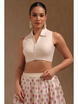 Soch - Womens Cream Linen Solid Padded Blouse