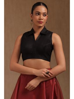 Soch - Womens Black Linen Solid Padded Blouse