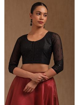 Soch - Womens Black Tussar Embroidered Padded Blouse With Sequins