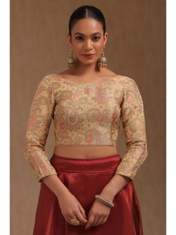 Soch - Womens Beige Tussar Paisley Print Padded Blouse