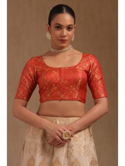 Soch - Womens Red Tussar Floral Print Padded Blouse