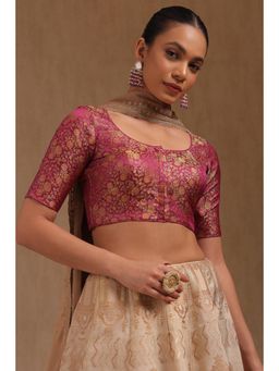 Soch - Womens Magenta Tussar Floral Print Padded Blouse