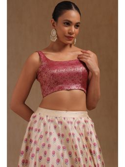 Soch - Womens Onion Pink Tissue Zari Woven Padded Blouse With Zari Woven