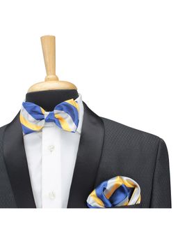 PELUCHE - Striped Mantle Blue & Yellow Bow Tie
