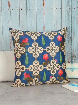 India Circus by Krsnaa Mehta - Aqua Clover'S Knotty Play Blended Taf Silk Cushion Cover