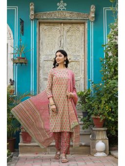 Vaamsi - Womens Cotton Printed Kurta Pant Dupatta Green (VKSKD1151 ) (Set of 3)