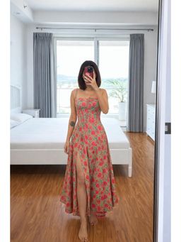Old Marigold - Kendall Floral Orange Corset Midi Dress