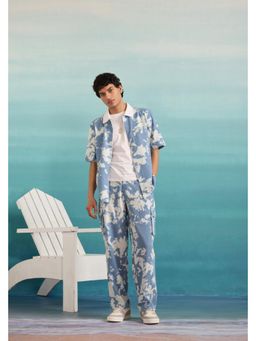 Muvazo - Blue Cotton Tie And Dye Shirt With Pant