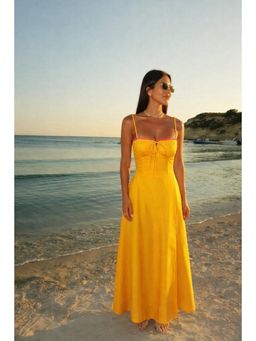 Old Marigold - The Sunset Hour Yellow Corset Midi Dress