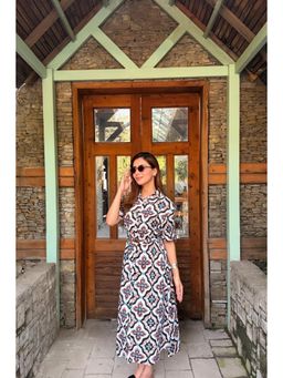 HOUSE OF SAL - Multi-Color Cotton Printed A-Line Maxi Dress