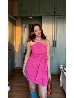 HOUSE OF SAL - Pink Polyester Soli Bodycon Mini Dress