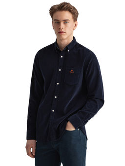 GANT - Men Navy Blue Solid Regular Fit Shirt