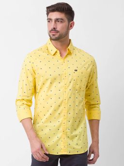 Spykar - Yellow Cotton Full Sleeve Printed Shirt for Men