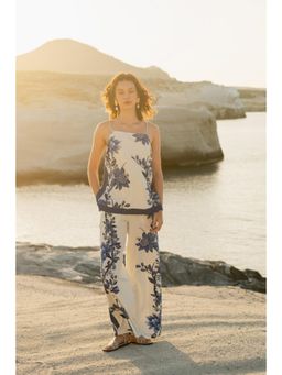 Calling June - Blue Lexi Floral Top and Pant Set