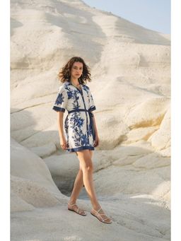 Calling June - Navy Blue Leah Floral Mini Dress