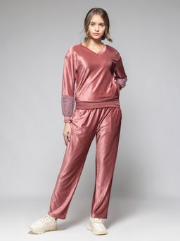 SHAYE - Pink Sequinned Casual Top & Pant for Women (Set of 2)