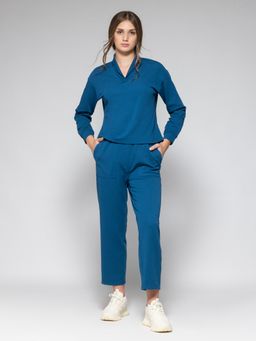 SHAYE - Blue Solid Casual Co-Ord for Women (Set of 2)