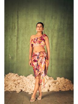 Curvy Lane - Womens Multi-Color Sarong & One-Shoulder Blouse (Set of 2)