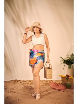 Curvy Lane - Womens Leaf Floral Sarong & Halter Neck Blouse (Set of 2)