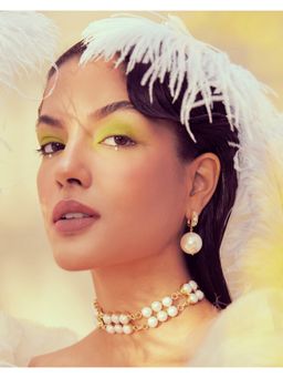 Anaash - White Glam Hoops Earrings