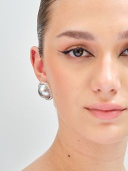 Anaash - Silver Classic Jacket Pearl Studs