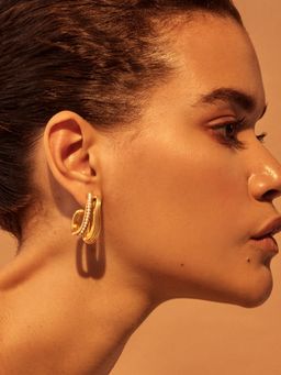 Anaash - White Wave Hoops Earrings