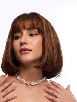 Anaash - White Single Baroque Pearl Choker