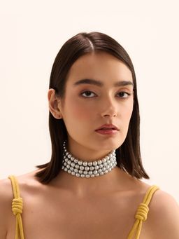 Anaash - Silver 10mm Silver Pearl Choker