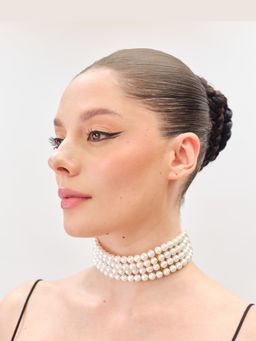 Anaash - White 8mm Pearl Choker