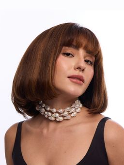 Anaash - White Statement Baroque Pearl Choker