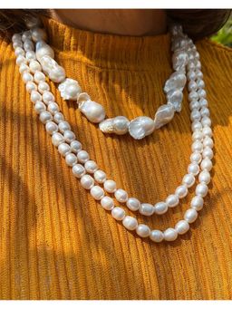 Anaash - White Double Layered Rice Pearls