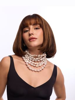 Anaash - White Statement Major Baroque Pearl Necklace