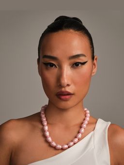 Anaash - Pink Statement Ovals Pearl Necklace