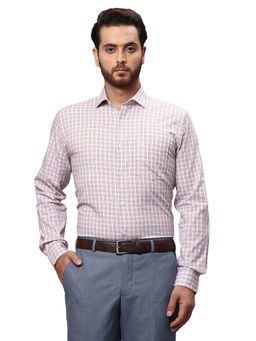 Park Avenue - Slim Fit Checkered Orange Formal Shirt
