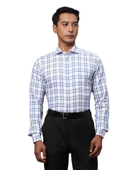 Park Avenue - Slim Fit Checkered Blue Formal Shirt