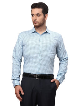 Park Avenue - Slim Fit Checkered Blue Formal Shirt