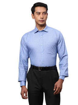 Park Avenue - Slim Fit Checkered Blue Formal Shirt