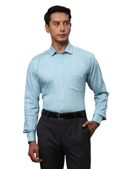 Park Avenue - Slim Fit Checkered Blue Formal Shirt