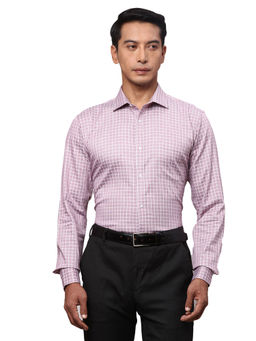 Park Avenue - Slim Fit Checkered Pink Formal Shirt